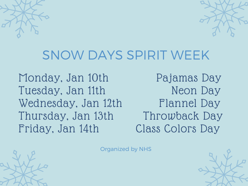 MapleGroveSrHS's tweet photo. SNOW DAYS 2022-FESTIVITIES BEGIN WEEK OF JAN. 10
Students should check Schoology, the Crimson Daily Announcements or the Google Calendar for more details with links to sign up for events. #WeAreCrimson https://t.co/eZuD3tuysb