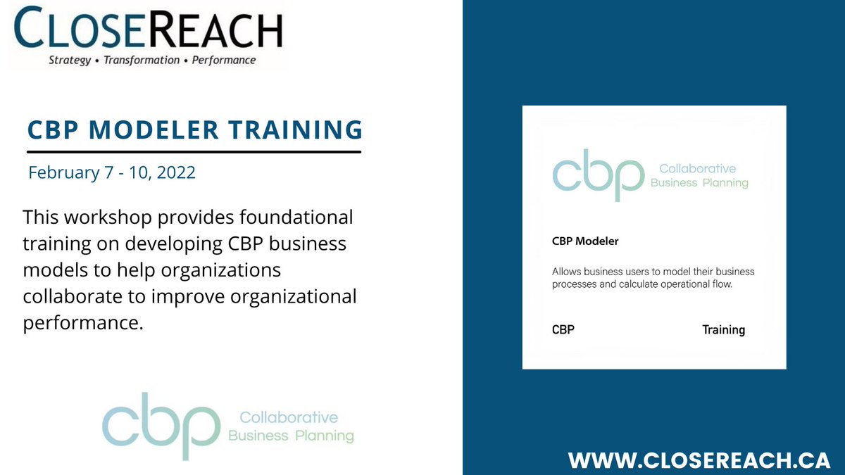 CloseReachLtd's tweet photo. Collaborative Business Planning is a powerful adjunct to the #QualiWare #EnterpriseArchitecture platform and available as a managed service on the #Azure Cloud. Want to learn more? Visit our website to register for this course, or book a CBP demo!
https://t.co/BtlhEdoqAB
#cloud https://t.co/3nEfCpwWDV