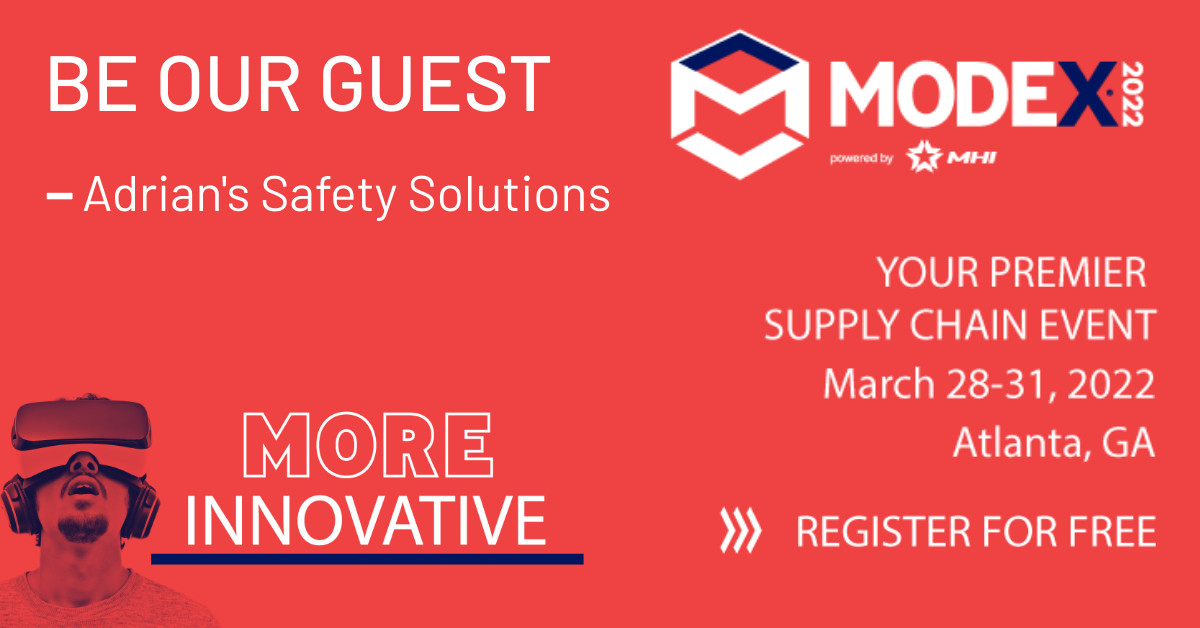 adrianssafety's tweet photo. Get your free registration to #MODEX courtesy of Adrian's Safety Solutions! Register today for this premier supply chain conference in Atlanta. #supplychain #materialhandling 

https://t.co/4tS88ArGdB https://t.co/4kfXyaKChO