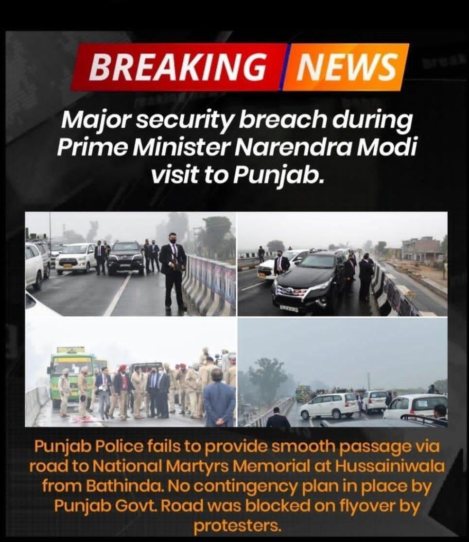 Security breach' during PM Modi's visit to Punjab, road blocked by