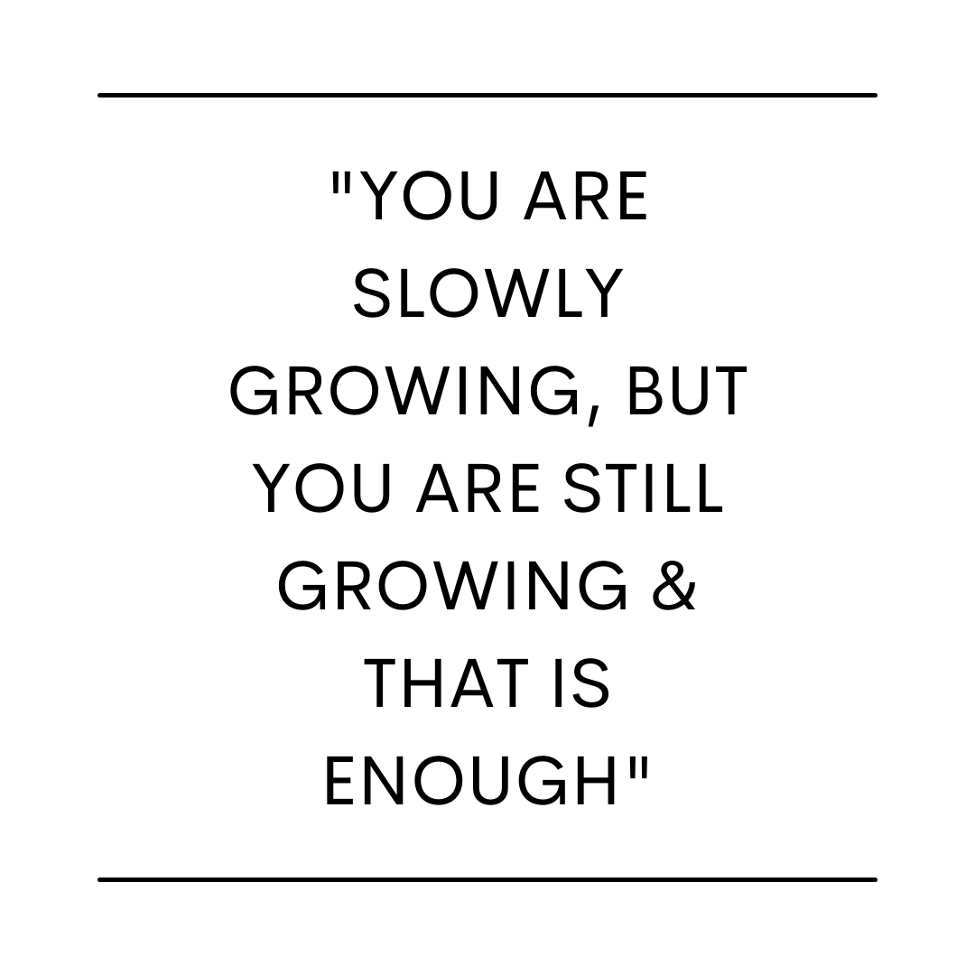 This is KEY to remember‼️ Things do not happen overnight &amp; growth takes TIME. You might find yourself becoming frustrated when you don’t see immediate results. It is important to remember that you are growing everyday! Focus on the good things &amp; practice gratitude✨