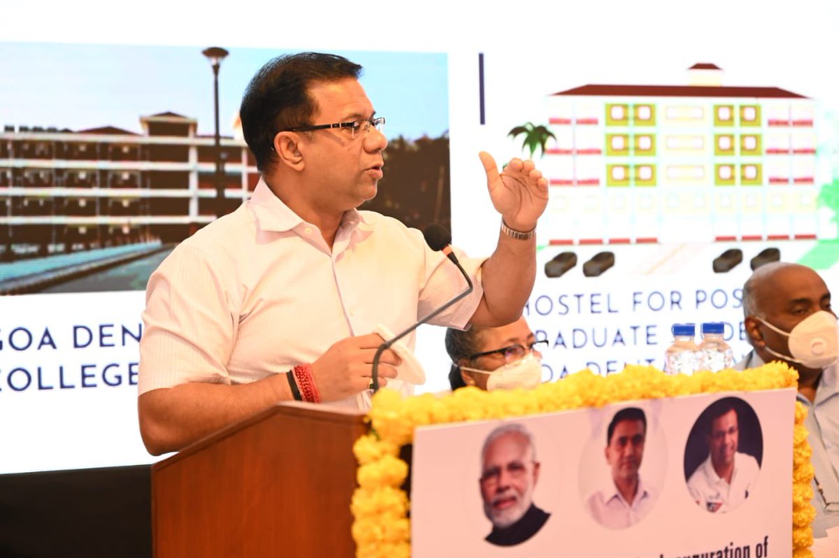 visrane's tweet photo. Happy to have inaugurated these state-of-art projects today. During my address, stressed the need for good quality medical infrastructure &amp; how we are constantly aiming for the same.

Goa Dental College will be completed by 26th January catering to modernised dental care. https://t.co/Ldcwn52T6G