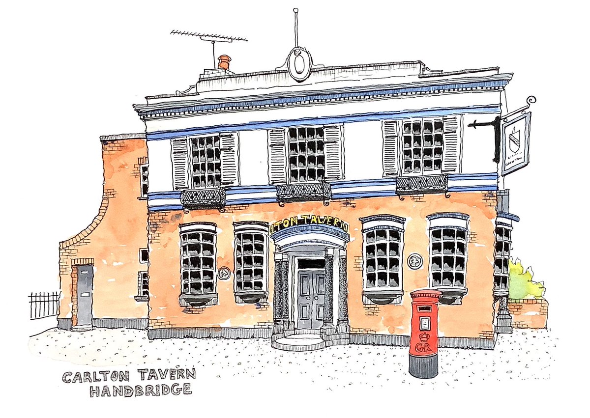 Here is my first offering of 2022. The Carlton Tavern in Handbridge, Chester. #art #sketch #drawing #artwork #penandwash #chester #cheshire #chester <a href="/visitchester/">Chester TIC</a> <a href="/Chester01244/">Chester Visitor Information Centre Shop</a>