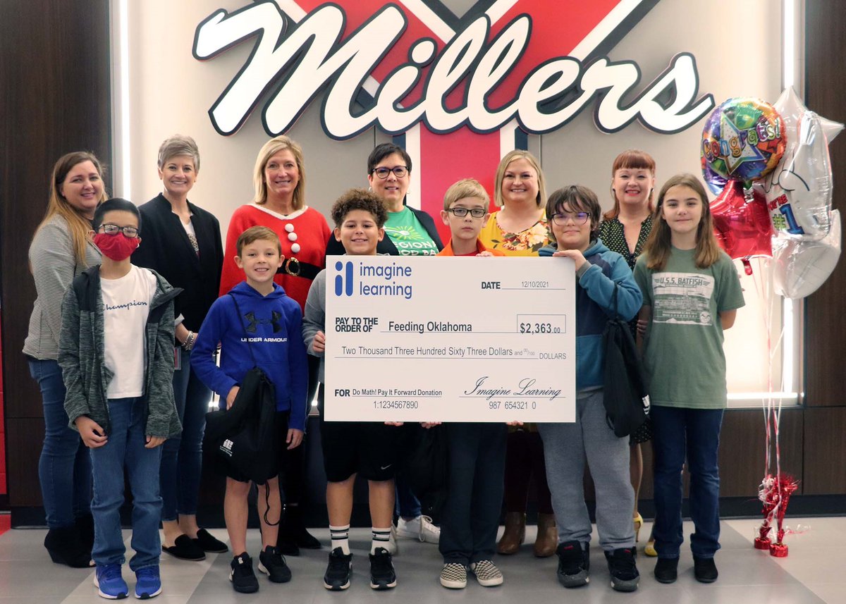 ImagineLearning's tweet photo. Last fall, hardworking #ImagineMath students donated 11.8 million THINK points as part of #DoMathPayItForward. Their donation to Feeding Oklahoma totaled $2,363! This year, we celebrate Redstone Intermediate of Yukon Public Schools as the top donating school in the state. 👏 https://t.co/OpZiZQJFi4