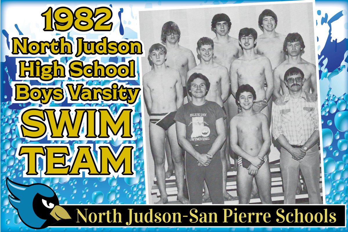 BlueJayTweets1's tweet photo. NJ-SP #WaybackWednesday  : 1982 NJ-SP Boys Varsity Swim Team- ROW 1: Coach Hiermeier, M. Sharkozy, Coach Watts. ROW 2: C. Cruce, M. Tollar, T. Forsythe, S. White. ROW 3: D. Eichelberger, K. Barker, J. Fisher. https://t.co/XLtxZZGrbo