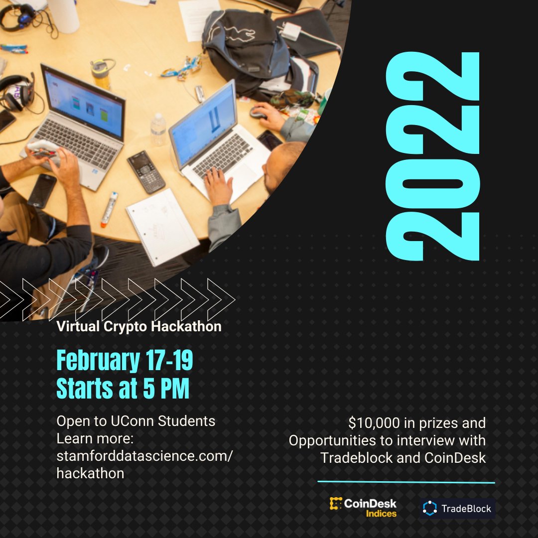 UConnTechComm's tweet photo. Last call to signup for the Virtual Crypto Hackathon!  Deadline: February 10th.  

Learn more and sign up:
https://t.co/3cULWjB07m

@CoinDesk @TradeBlock https://t.co/uPaRMdK6ug
