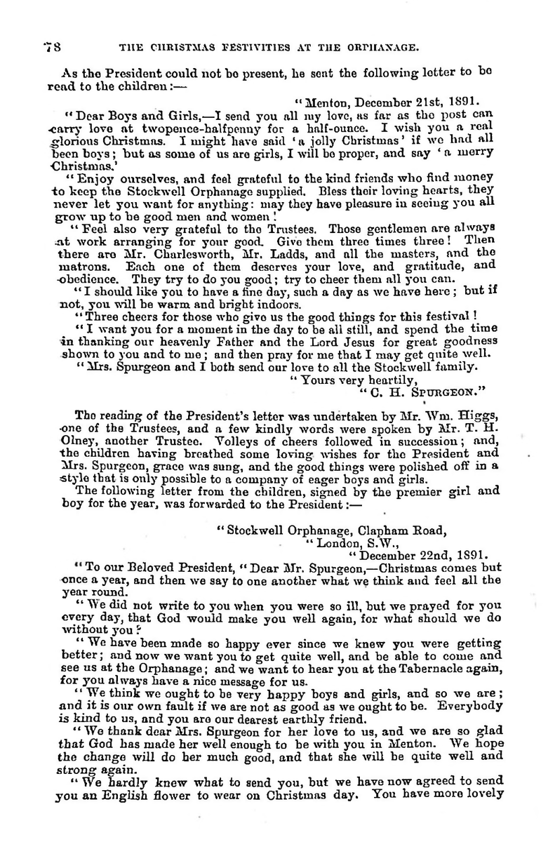 geoffchang's tweet photo. Spurgeon's love for his orphans can be seen in his Christmas and New Year's letters to and from the orphanage. Most of all, he prayed for their salvation. "When I hear of boys and girls converted, and believing in the Lord Jesus, it makes my heart leap for joy." S&amp;T 1892:78-79. https://t.co/vJfrihGwn4