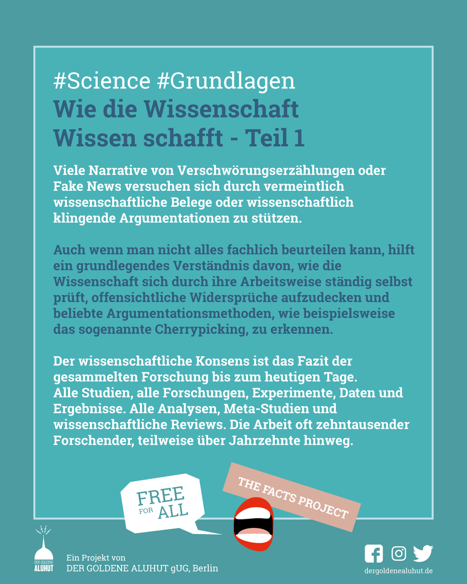 FactsProjectDE's tweet photo. #Science #Grundlagen
Wie die #Wissenschaft Wissen schafft (Teil 1)
Die Wissenschaft weiß, dass sie nicht alles weiß, sonst würde sie ja aufhören. Das heißt aber nicht, dass man die Lücken mit den Märchen füllen kann, die einem am meisten zusagen.
👉 https://t.co/86oGaSibOc https://t.co/bYtWKmWaEZ