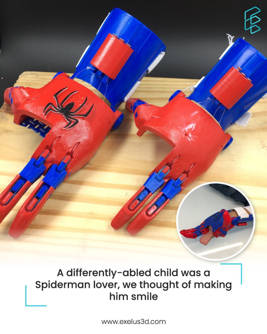 Exelus3D's tweet photo. Recently, Team @Exelus3D took an opportunity to bring a smile to a child who was differently-abled. The #child was a #Spiderman fan and how could he not have a #superpower? 
Visit our website: https://t.co/4hDZ2X2wMr

#3dprinting #3dprinter #3dprintingfood #3dfoodprinting #NGO https://t.co/U6KxrV3Egl