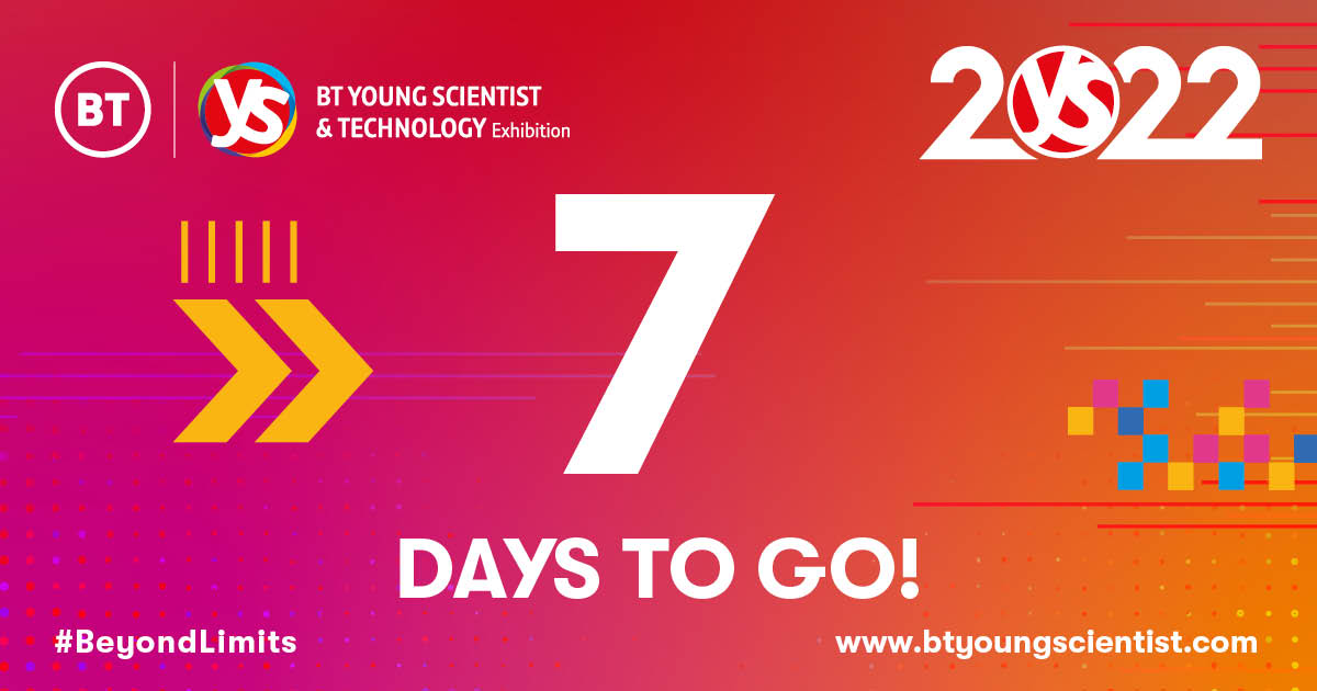 Just like that...we only have 1 week to go until the coolest Science &amp; Technology Event in the world (that's right you heard us!) 🌍 

With a jam packed line-up planned, we invite you to join us Wednesday 12-14 January! 
➡️portal.btyoungscientist.com

#BTYSTE #STEM #beyondlimits