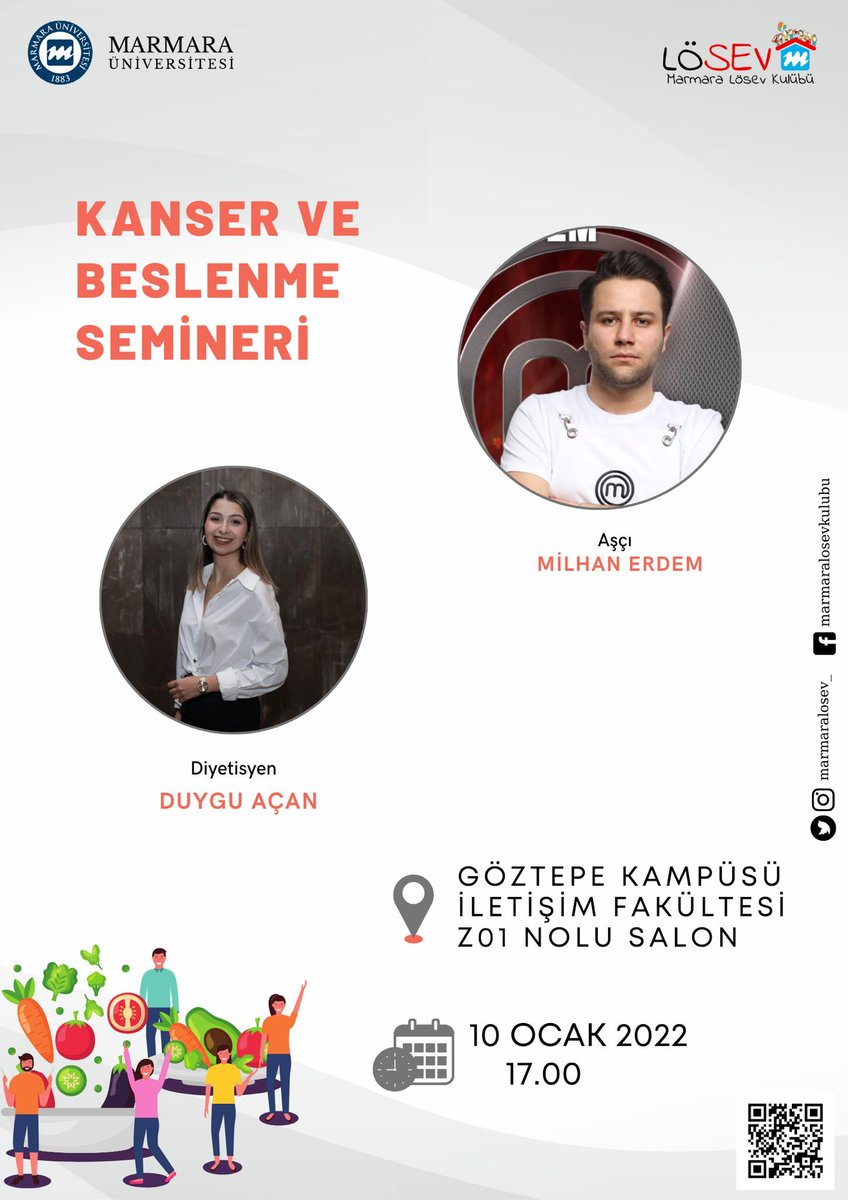marmaralosev_'s tweet photo. ‘’Kanser ve Beslenme” temalı seminerimizde kanserli bireylerin beslenmesi ile ilgili merak ettiğiniz tüm soruları Diyetisyen Duygu AÇAN ve yetenekli aşçı Milhan ERDEM’den dinleyeceğiz. Katılım için formu doldurabilirsiniz. 💫 https://t.co/RNtrTNxMbb https://t.co/BKsSe2Gg4G