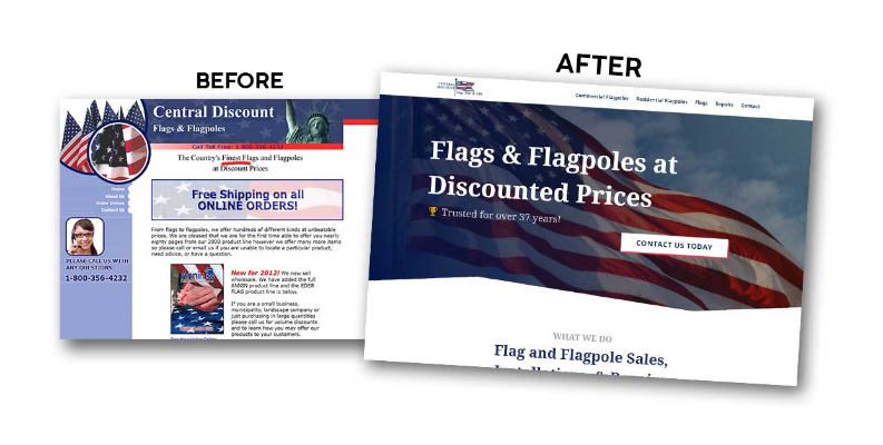 New before and after!

We completely transformed this website for a premiere flagpole business in Leominster, MA 🇺🇸 

Check it out: cdflag.com