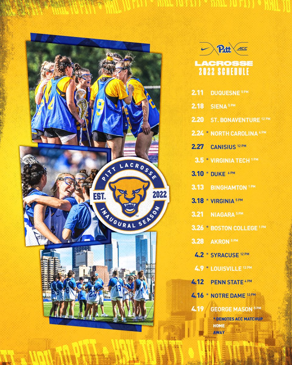 You've been waiting and here it is... Presenting the first Pitt Lacrosse schedule 🗓️

Highmark Stadium. February 11th. Be there!

✍️: bit.ly/3mYf0jp

#BuildALegacy