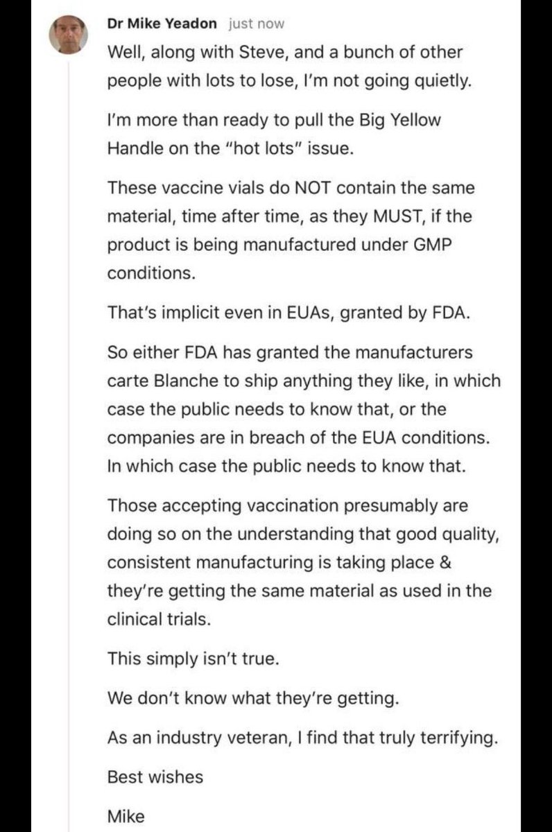 redrobinway's tweet image. From Robin Monotti + Dr Mike Yeadon channel on Telegram.
#howbadismybatch  #vaccination