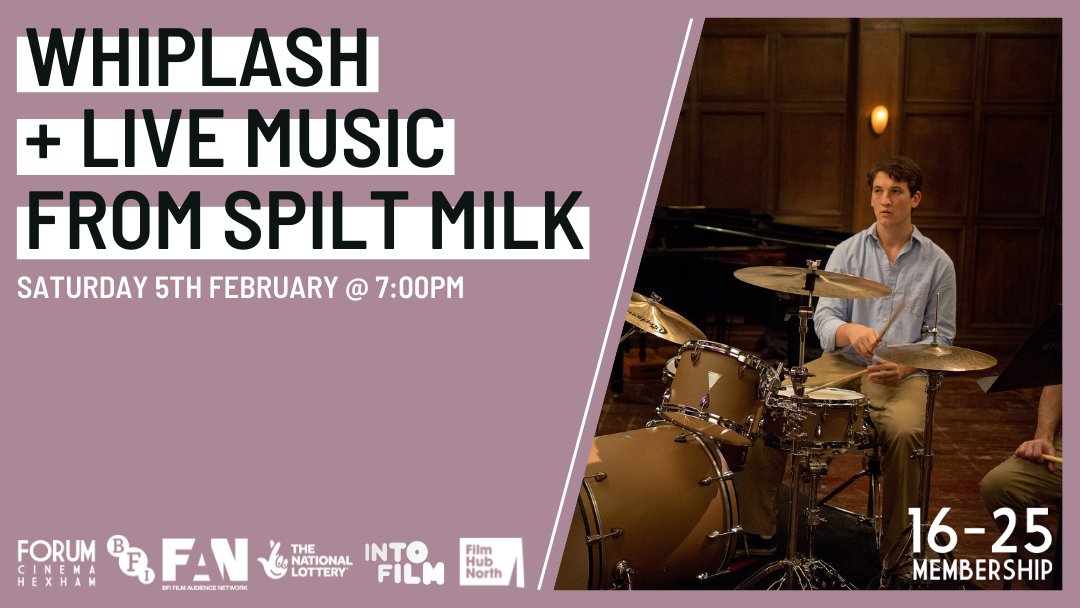 Join us on Saturday February 5th for a live performance from local indie band, <a href="/SpiltMilk_band/">Spilt Milk</a> in our cafe/bar, followed by a screening of Damien Chazelle's 2014 hit, Whiplash!

One ticket includes admission to both the gig and the film screening

Tickets: bit.ly/3pUb0SQ
