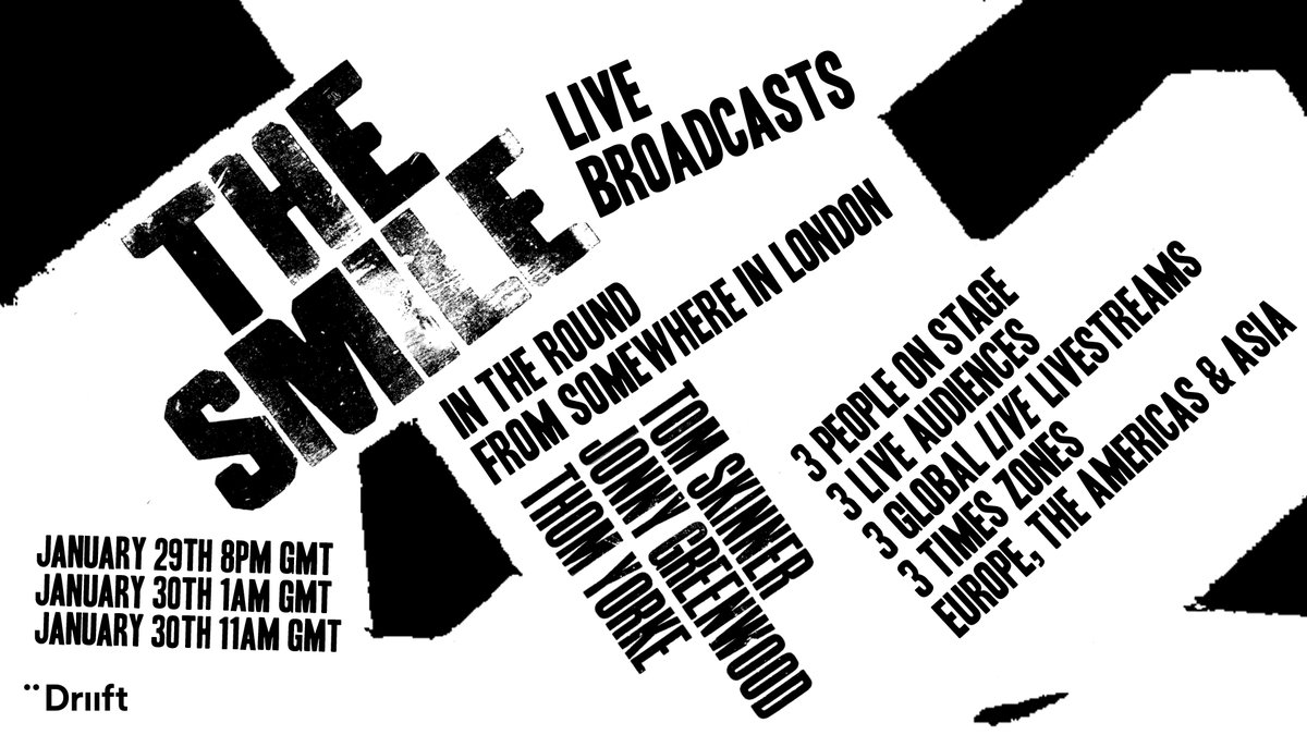 Oh, and we're playing 3 London launch concerts on 29/30th, streamed live...😱

For more info and to sign up for pre-sale details: thesmiletheband.com