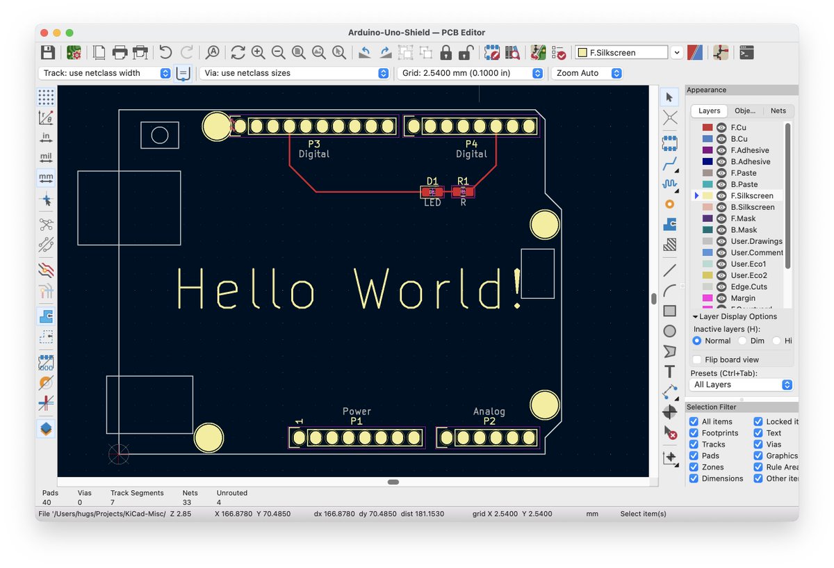hugs's tweet photo. Played with the new KiCad 6.0 a little bit last night. It's the first version of KiCad I've tried that doesn't make me feel like a noob struggling to exit/quit Vi. I like it! https://t.co/ceXG8zZ2vX
