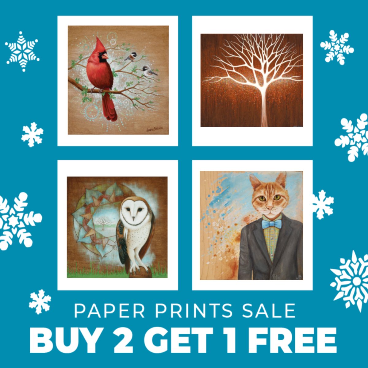 JenniferArt's tweet photo. My Winter Sale has begun! Buy two paper prints and get one free. Visit my website to shop my current print collection: https://t.co/5DENK3mFR7. https://t.co/zRLKaTQFku