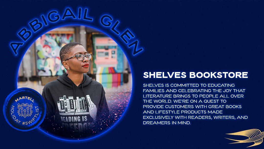 Here’s to #SwiftList Honoree, Abbigail of @shelvesbookstore

@morgandebaun selected this Black & female-owned bookstore due to Abbigail’s passion for supplying the Charlotte area with books & wellness items that help educate and instill a joy of reading.  
#SoarBeyondTheExpected