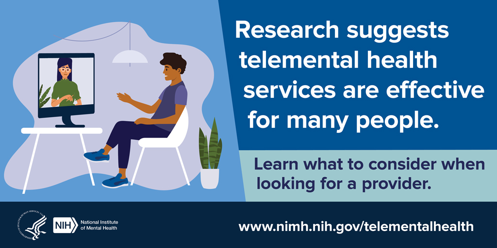 Research suggests that telemental health services can be effective for many people, including, but not limited to those with ADHD, PTSD, depression, and anxiety. Learn about factors to consider when using telemental health. nimh.nih.gov/telementalheal…