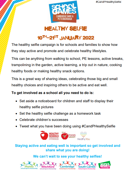 South Cambs SSP (@southcambsssp) on Twitter photo Our annual Healthy Selfie Challenge starts next week. It's a great way for schools, staff, children & parents to show us how they stay active during the winter months. Make sure you get involved. #CandPHealthieSelfie @cambridgessp <a href="/hscambspboro/">Healthy Schools Cambridgeshire & Peterborough</a> @HealthyYouCP <a href="/cambspborosg/">Cambridgeshire & Peterborough School Games</a> Our annual Healthy Selfie Challenge starts next week. It's a great way for schools, staff, children & parents to show us how they stay active during the winter months. Make sure you get involved. #CandPHealthieSelfie @cambridgessp <a href="/hscambspboro/">Healthy Schools Cambridgeshire & Peterborough</a> @HealthyYouCP <a href="/cambspborosg/">Cambridgeshire & Peterborough School Games</a>