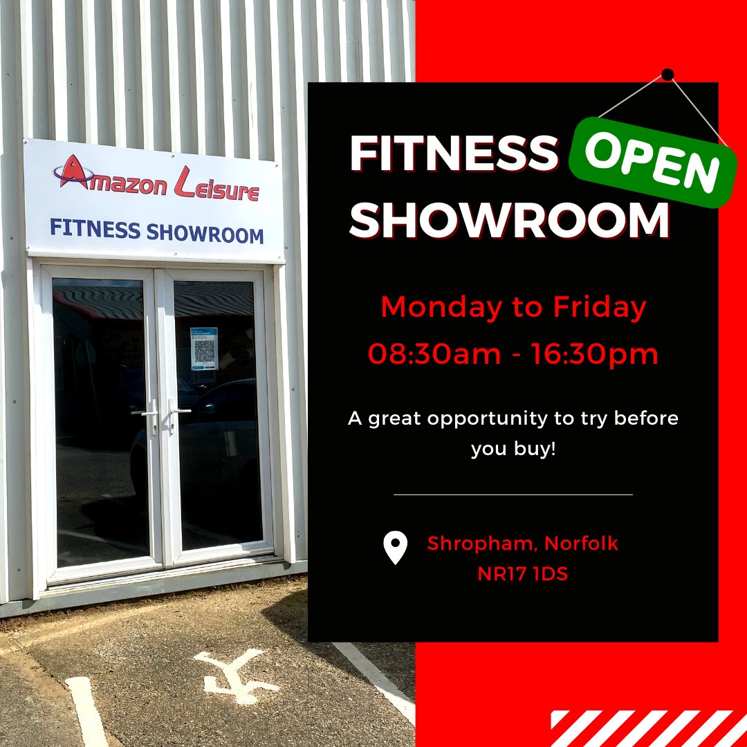 AmazonLeisureUK's tweet photo. Our fitness showroom is back open to the public‼️

Monday to Friday 08:30am - 16:30pm

#showroom #visitors #norfolk #norwich #eastanglia #suffolk #fitness #gymequipment #january #newyear https://t.co/y7jupswDwV