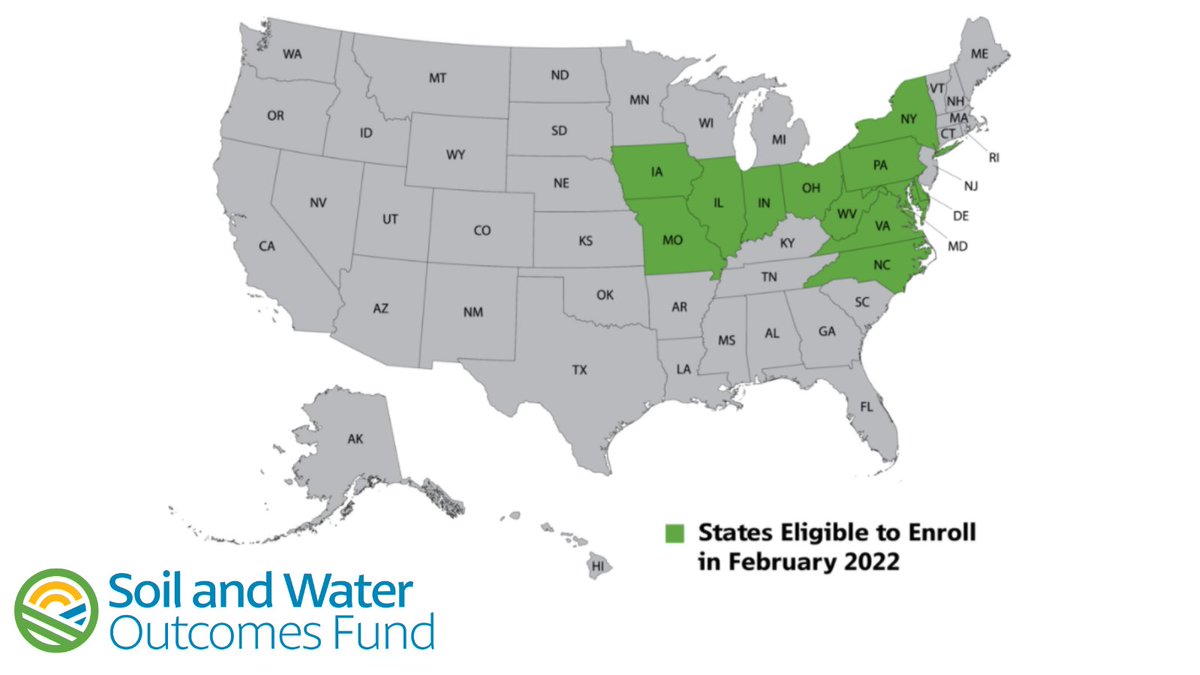 2022 enrollment is opening in February. We're looking for #farmers in all the states highlighted below who are interested in earning tangible financial returns for the implementation of proven conservation practices. Please share with your networks! #AgTwitter