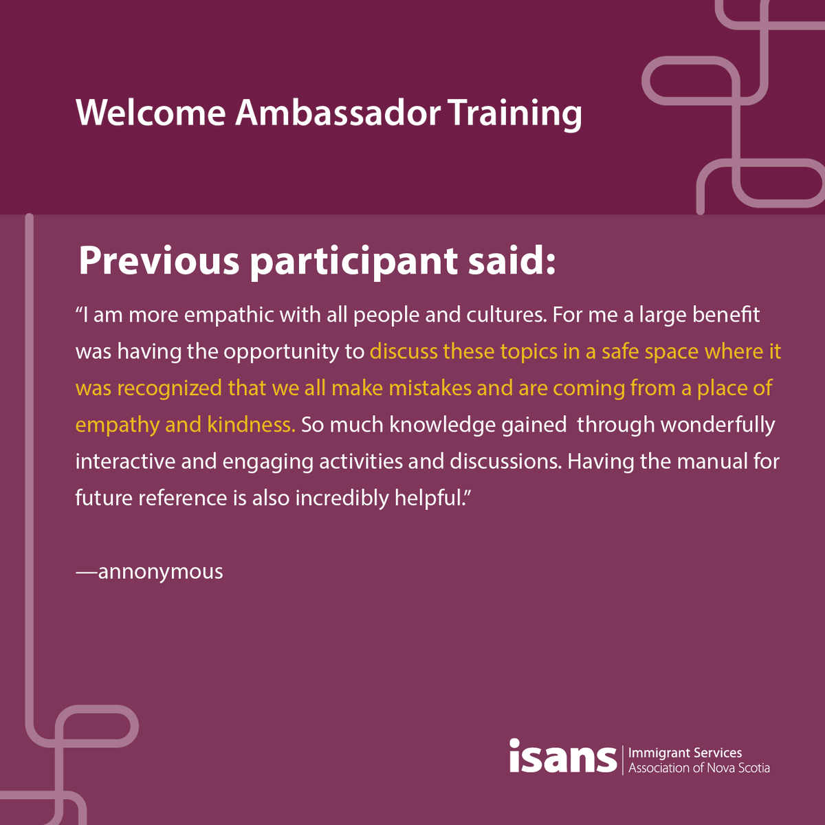 Our January Welcome Ambassador training program begins January 10.
Over four training sessions, learn how you can help support more #inclusive, #diverse, and #welcoming communities. For more information about this free program and how to register, visit: buff.ly/3FoPMSv