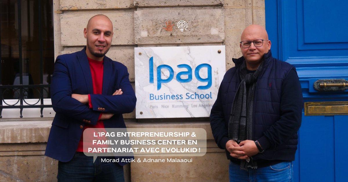L’IPAG Entrepreneurship &amp; Family Business Center s’allie à #Evolukid pour un partenariat autour de ses projets. 🤝

Merci à Morad Attik pour ce beau #partenariat et ses #engagements très nobles.