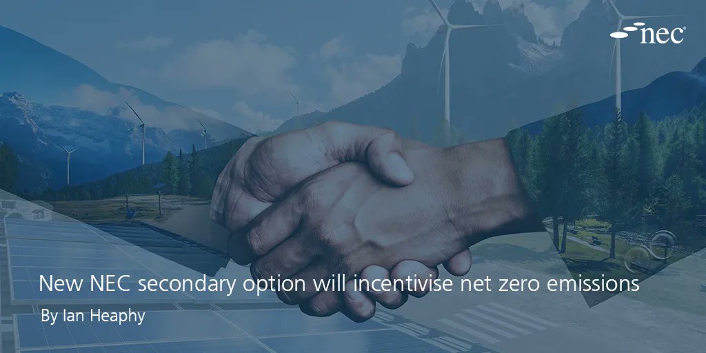 nec_contracts's tweet photo. Ian Heaphy, our NEC Consultant, explains how the new NEC secondary option will incentivise #NetZero emissions. Read the full article here: https://t.co/LAbBNKVCB2
#CleanEnergy #Sustainability #energyefficiency #NECContract https://t.co/y00MLcf8aL