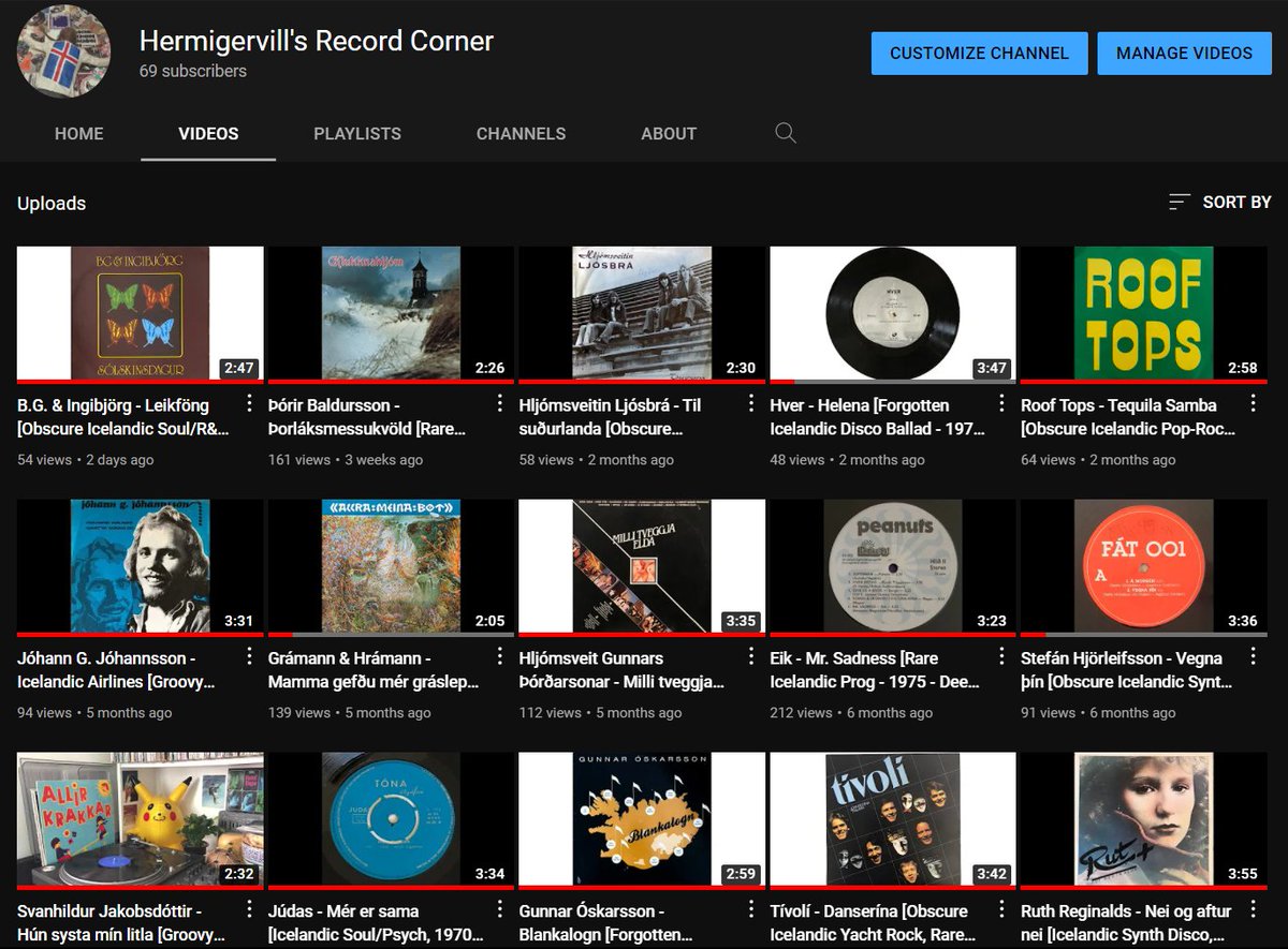 Youtube rásin Hermigervill's Record Corner er almannaþjónusta sem ég sé um í sjálfboðastarfi. Hér er að finna fullt af sjaldgæfu íslensku efni sem áður var hvergi hægt að heyra. Allar upptökur gerðar í toppgræjum &amp; gæðum og svo snurfusaðar til. Mæli með að þið gerist áskrifendur.