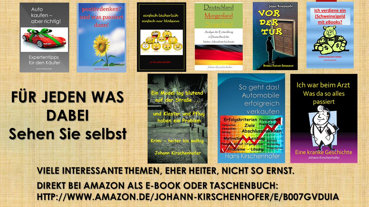 Hier gibt es ein paar sehr interessante Bücher mit vielen verschiedenen Themen. Bei Amazon auch kostenlos lesen möglich! 
amazon.de/Johann-Kirsche…