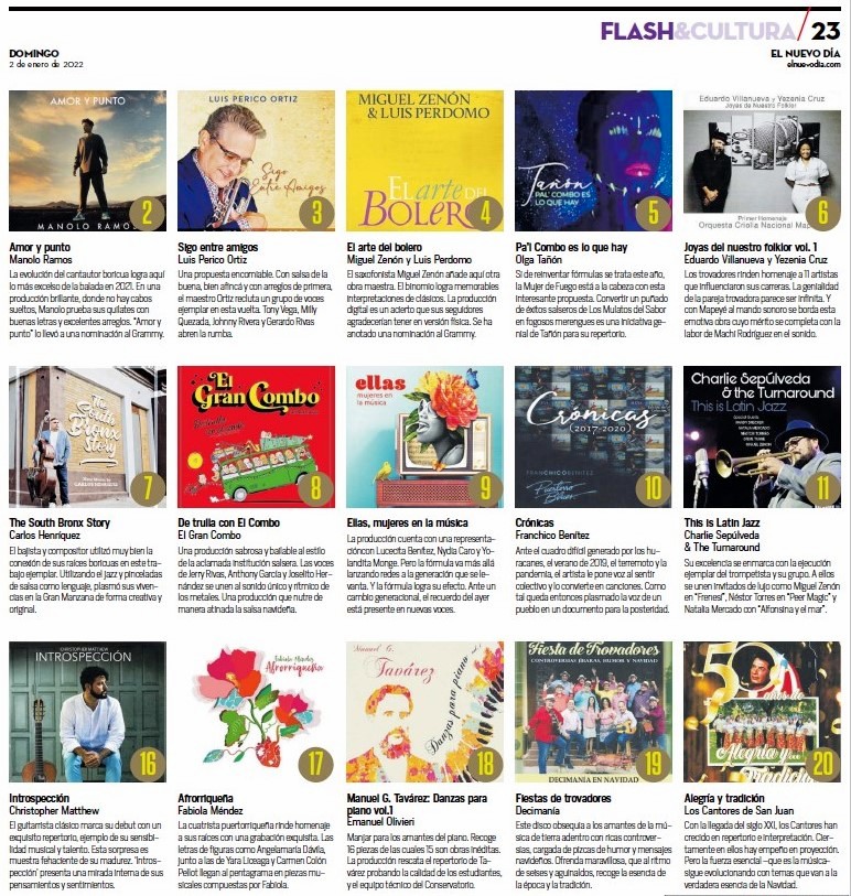 Songs from <a href="/laultimagira/">La última gira</a> / THE LAST TOUR
Puerto Rican Recording/Album of the Year