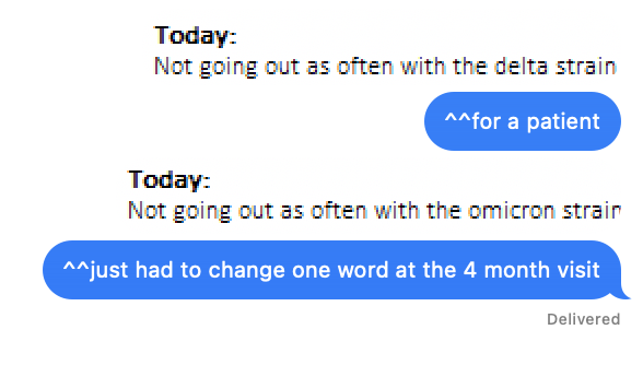 Just texted this to my wife as I'm writing clinic notes and updating the HPI :/