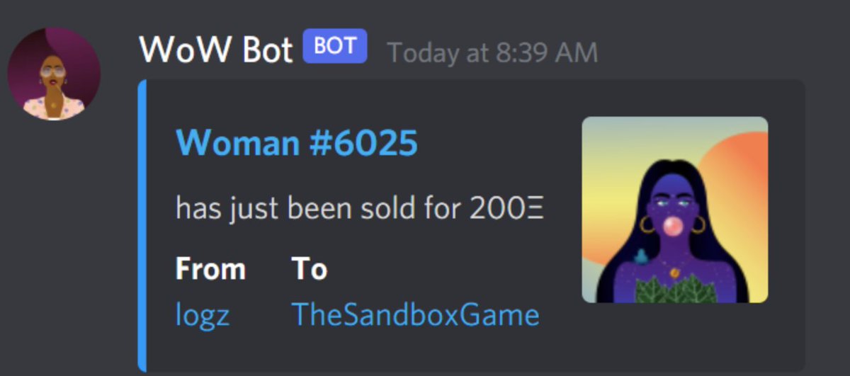 WoW #6025 just got sold for 200 ETH to <a href="/TheSandboxGame/">The Sandbox</a>... 🤯 
It's the highest sale to date!
Congrats on the new record and on the purchase 🥳
