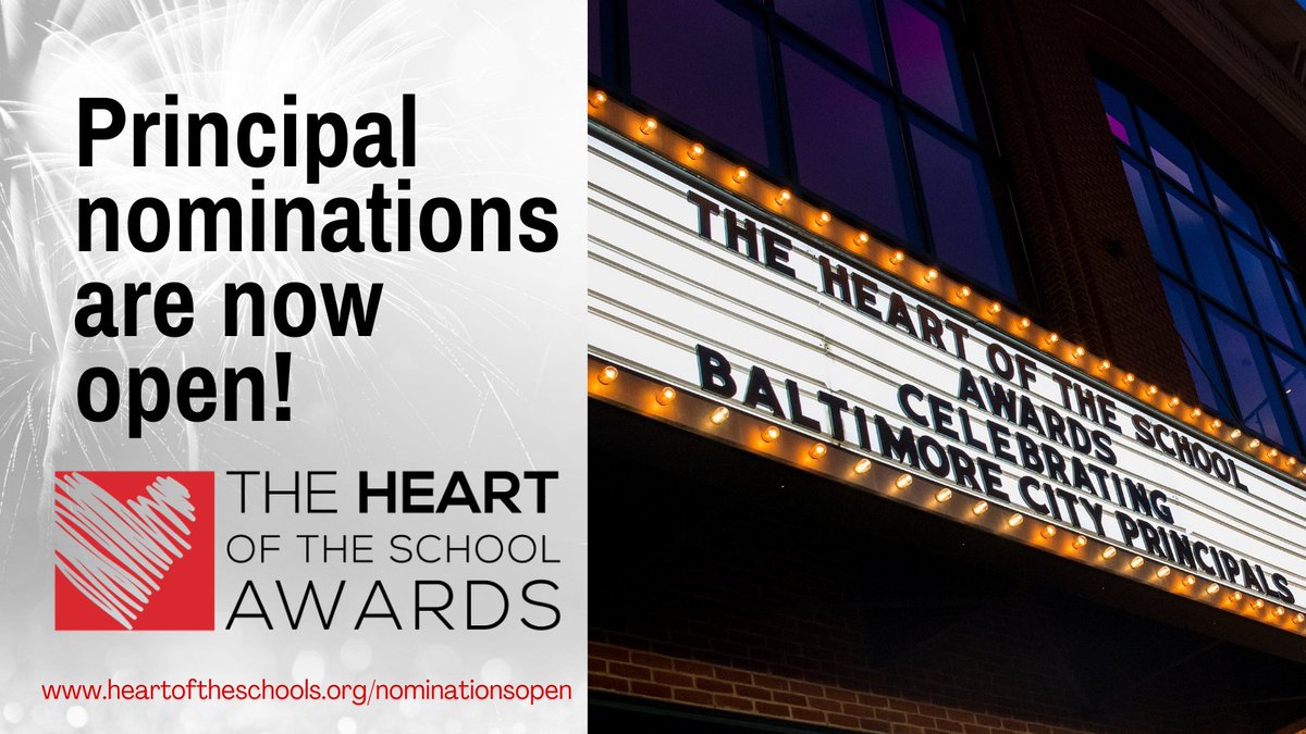 Do you know an awesome <a href="/BaltCitySchools/">Baltimore City Public Schools</a> Principal? Nominate them for the 2022 Heart of the School Awards! It only takes a few minutes. Nominations are open through January 31: bit.ly/31rKUgE
#HeartoftheSchools