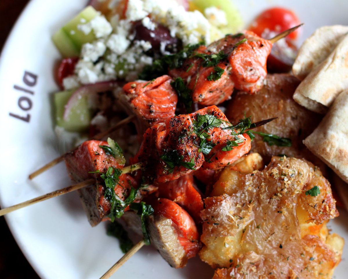 Tom Douglas Company (@tomdouglasco) on Twitter photo Let's do lunch! Try Tom's favorite <a href="/evaswild/">Eva's Wild</a> Bristol Bay Sockeye Salmon kebabs with herb caper relish, Jackie's greek salad or smashed garlic fried potatoes, freshly griddled pita and tzatziki or any of our other delicious kebab plates at Lola.
#salmon #kebabs #pita #lunch Let's do lunch! Try Tom's favorite <a href="/evaswild/">Eva's Wild</a> Bristol Bay Sockeye Salmon kebabs with herb caper relish, Jackie's greek salad or smashed garlic fried potatoes, freshly griddled pita and tzatziki or any of our other delicious kebab plates at Lola.
#salmon #kebabs #pita #lunch