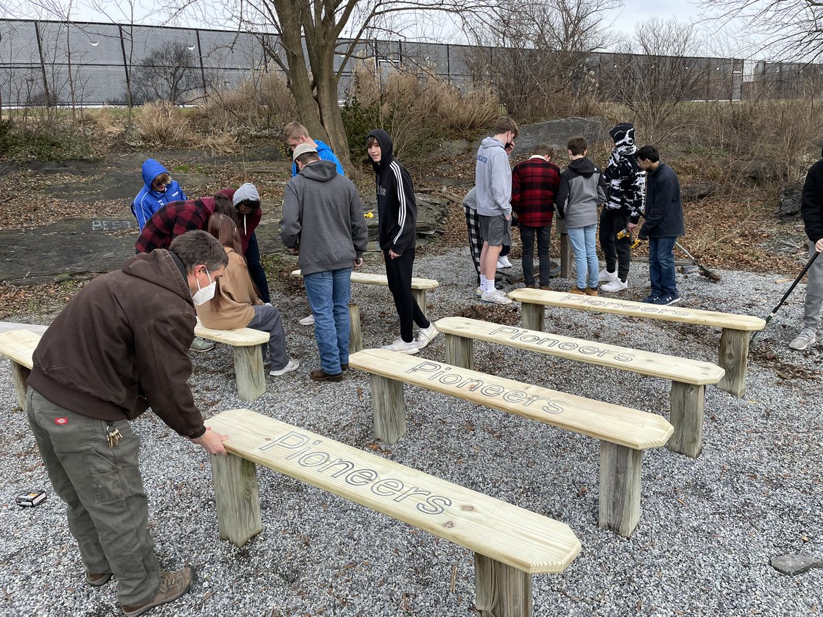 lshspioneers's tweet image. A special thanks to @LSWoodTech Wood Technology II class for remodeling the @lshspioneers outdoor classroom and adding the school logo onto the new benches! We can’t wait to get out there and use the updated space this spring! Great job team!