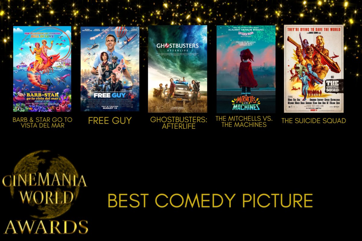 RT CinemaniaWorld #CinemaniaWorldAwards Nominations!

Nominees for 'Best Comedy Picture'

#BarbandStarGotoVistaDelMar
#FreeGuy
#GhostbustersAfterlife
#TheMitchellsvsTheMachines
#TheSuicideSquad

Vote for your favorite below!