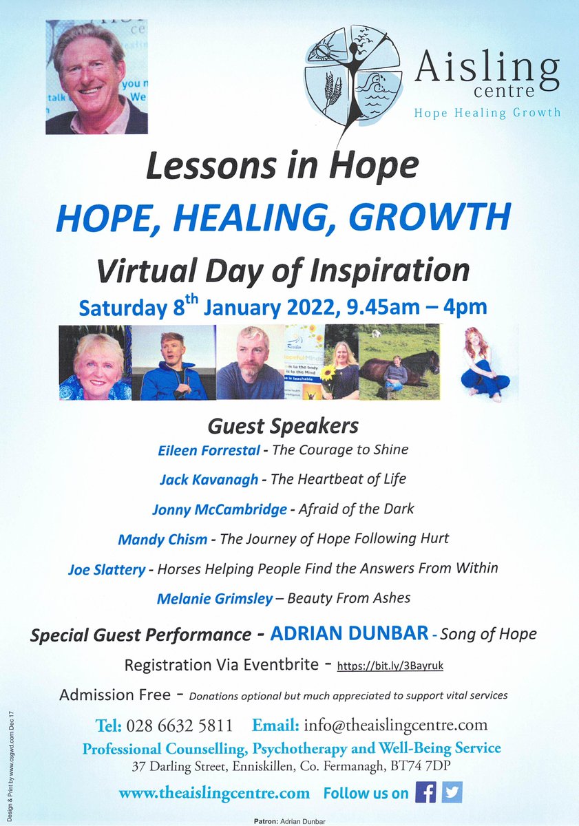 Only a few more days before our Virtual Day of Inspiration filled with Lessons in Hope.  The event is FREE and you can REGISTER by following the link  bit.ly/3Bayruk