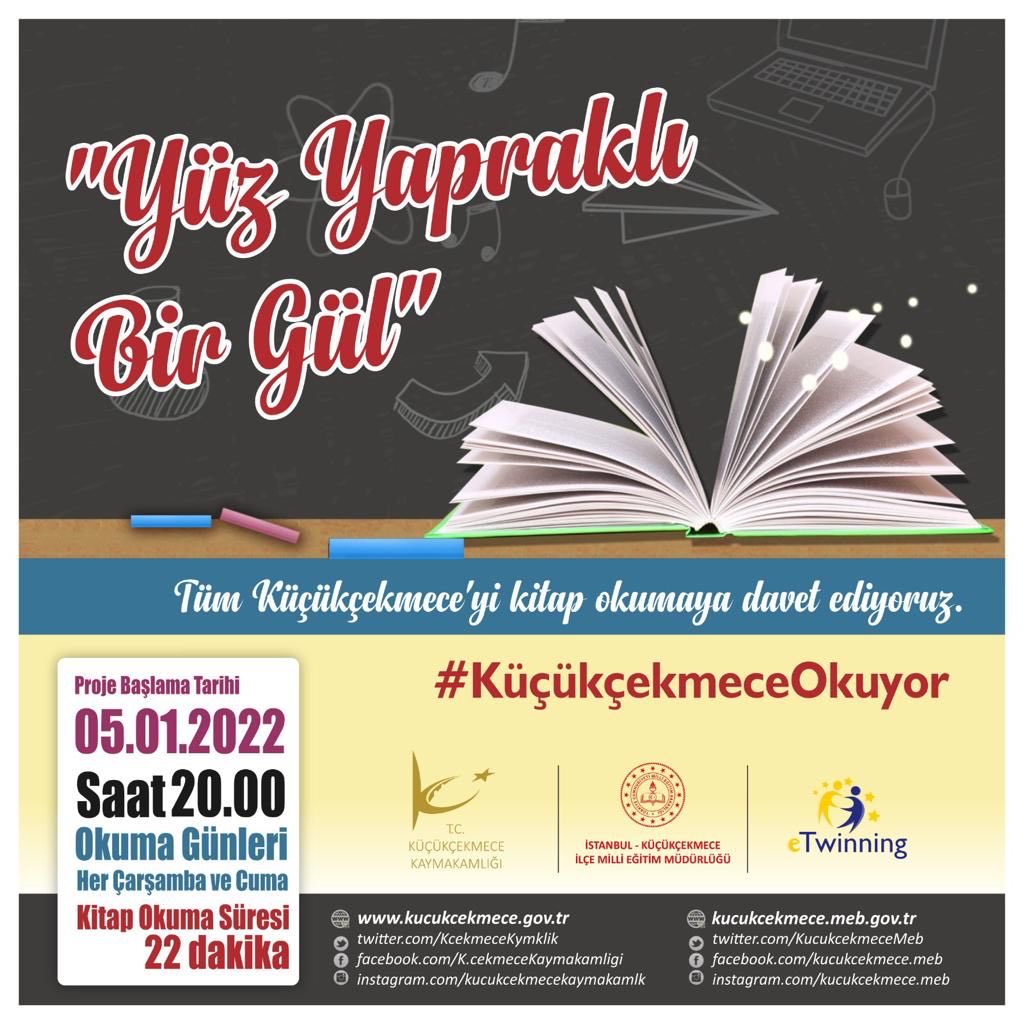 İlçemizde okuma ve yazma kültürünü yaygınlaştırmak amacıyla başlattığımız “Yüz Yapraklı Bir Gül” adlı projemiz kapsamında tüm öğrenci, öğretmen ve velilerimizin katılımı ile okuma saati gerçekleştirildi. #KüçükçekmeceOkuyor