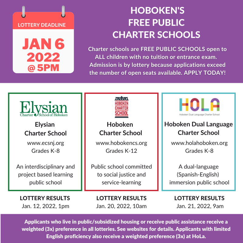 Hoboken Public Charter School Lottery Deadline Jan 6th TOMORROW!