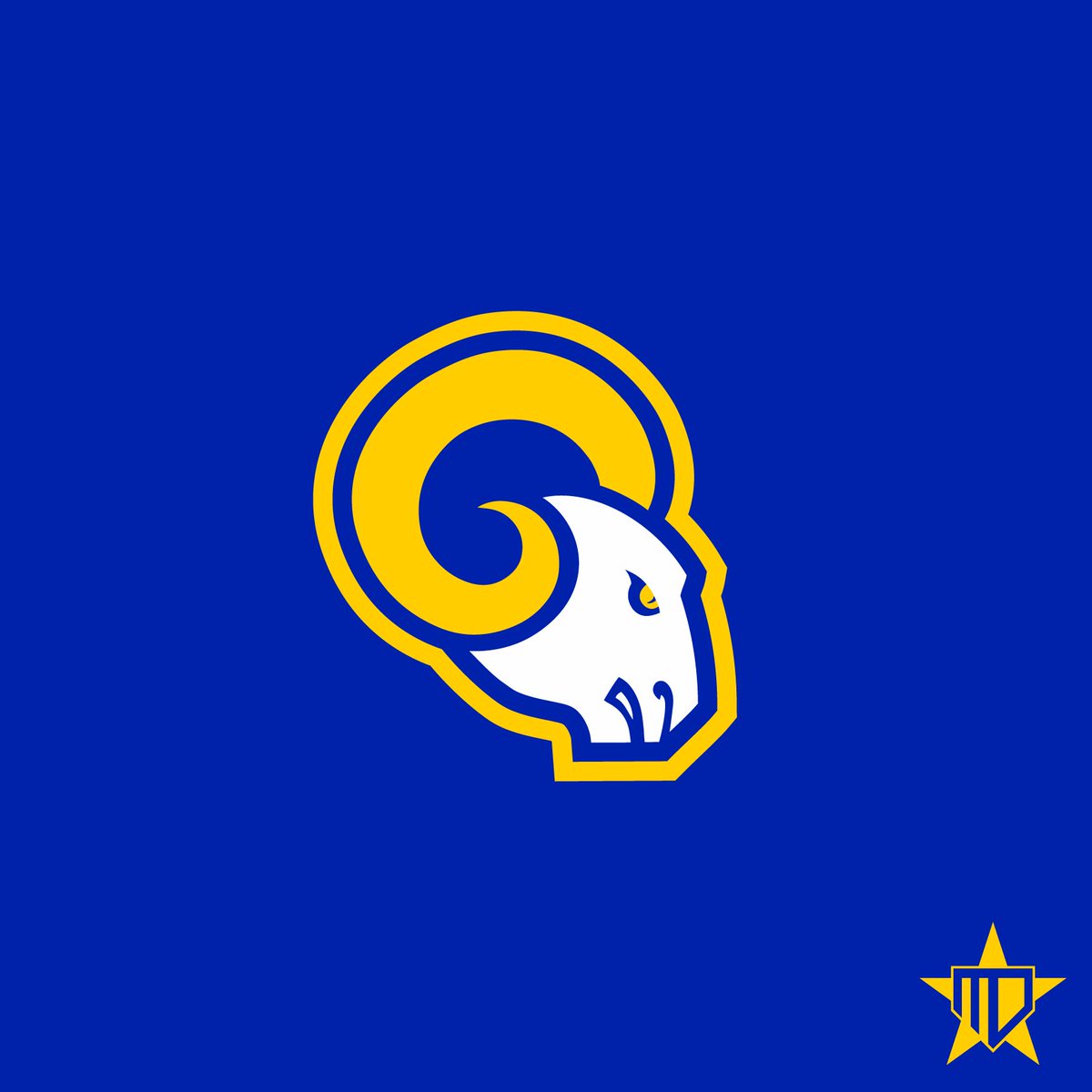 MJD7Design's tweet photo. Los Angeles Rams logo redesign: I took the St. Louis logo and tried to add some “Los Angeles” flair to it, while also drawing attention to the iconic ram horn. I also added a version with just the head, mirroring the Rams’ earliest logos. https://t.co/JKcrFR28As
