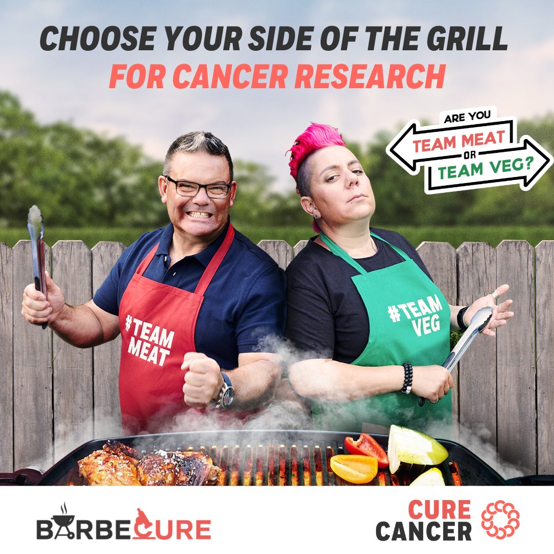 CureCancerAu's tweet photo. We are thrilled to announce @GaryMehigan and @AnnaPolyviou will be kicking off BarbeCURE season with some rivalry!
Stay tuned to watch Gary and Anna have a cook off. Who do you think will win, #TeamMeat or #TeamVeg? Donate to your side of the grill: https://t.co/WPoDiYfNXu https://t.co/jdbN2qParN