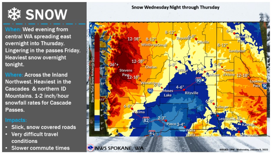 palousedrivers's tweet photo. Winter Storm Advisory: Wed 9pm- Thu 4pm. A strong winter storm system will overtake the Inland northwest later Wednesday into Thursday. Travel will be difficult at times especially during the Thursday commute and across passes. https://t.co/Z1Ti73UEgP