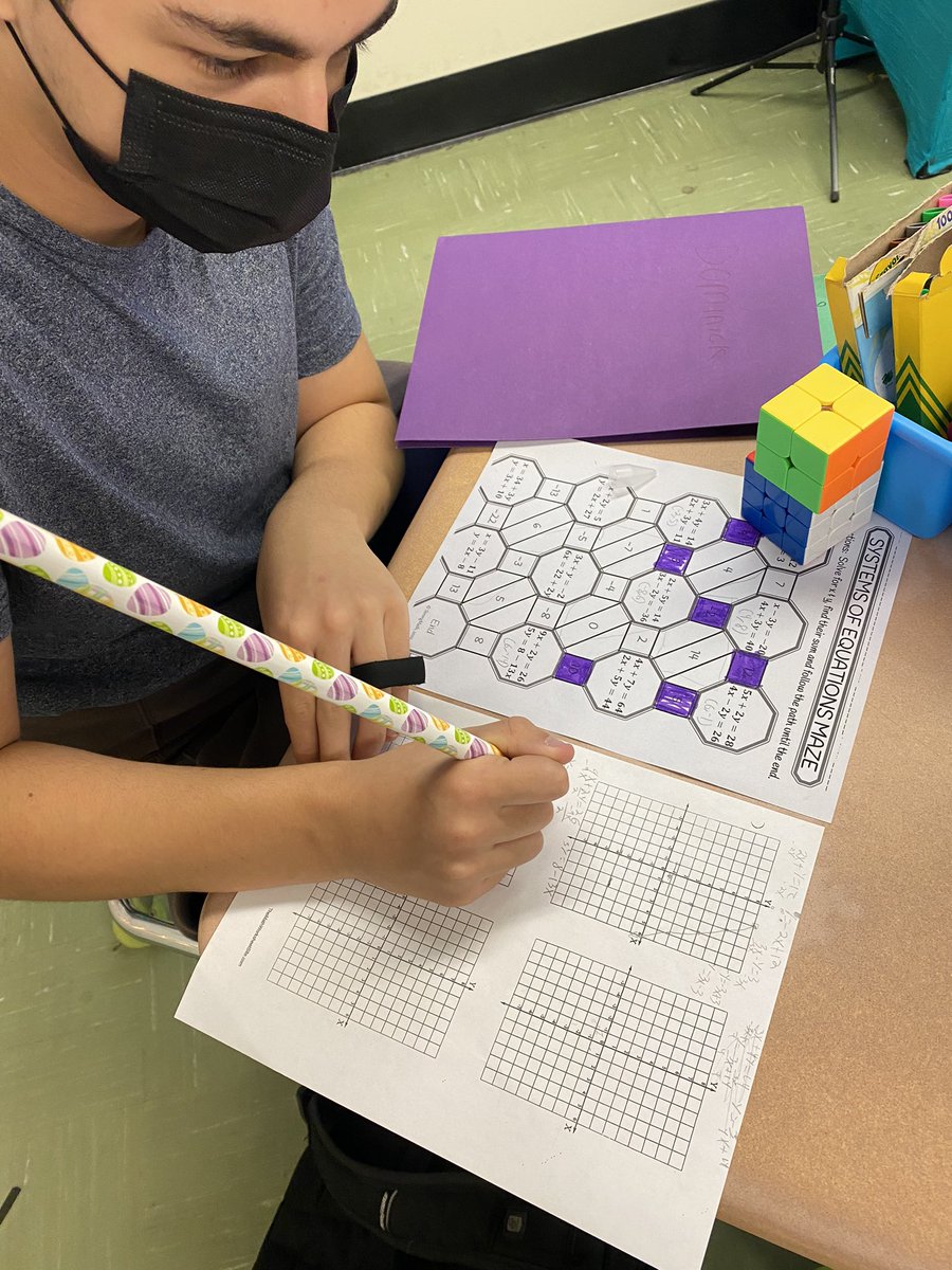 ms_pellicciotti's tweet photo. My students did an amazing job today on this Solving Systems of Equations Maze activity!🤩👏🏼 Students chose their preferred method for each problem. Together the students used all three methods; graphing, substitution, and elimination! #iteachmath #systemsofequations #algebra1 https://t.co/r8yq1EUD8c