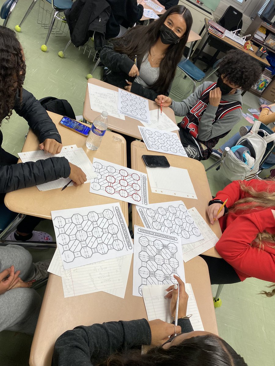 ms_pellicciotti's tweet photo. My students did an amazing job today on this Solving Systems of Equations Maze activity!🤩👏🏼 Students chose their preferred method for each problem. Together the students used all three methods; graphing, substitution, and elimination! #iteachmath #systemsofequations #algebra1 https://t.co/r8yq1EUD8c