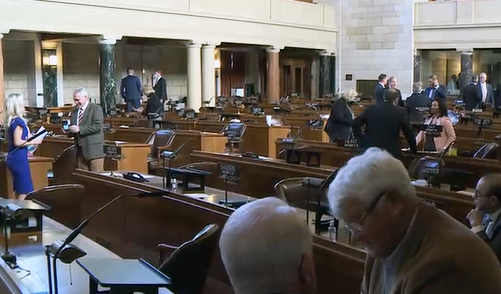 FirstFiveNebr's tweet photo. Nebr. state senators convened the 2022 session today & began introducing new legislation that will be considered along with bills carried over from last session. Senator Matt Williams introduced #LB702 to re-authorize the School Readiness Tax Credit for 5 more years. #Neleg https://t.co/NCqIojmWfv