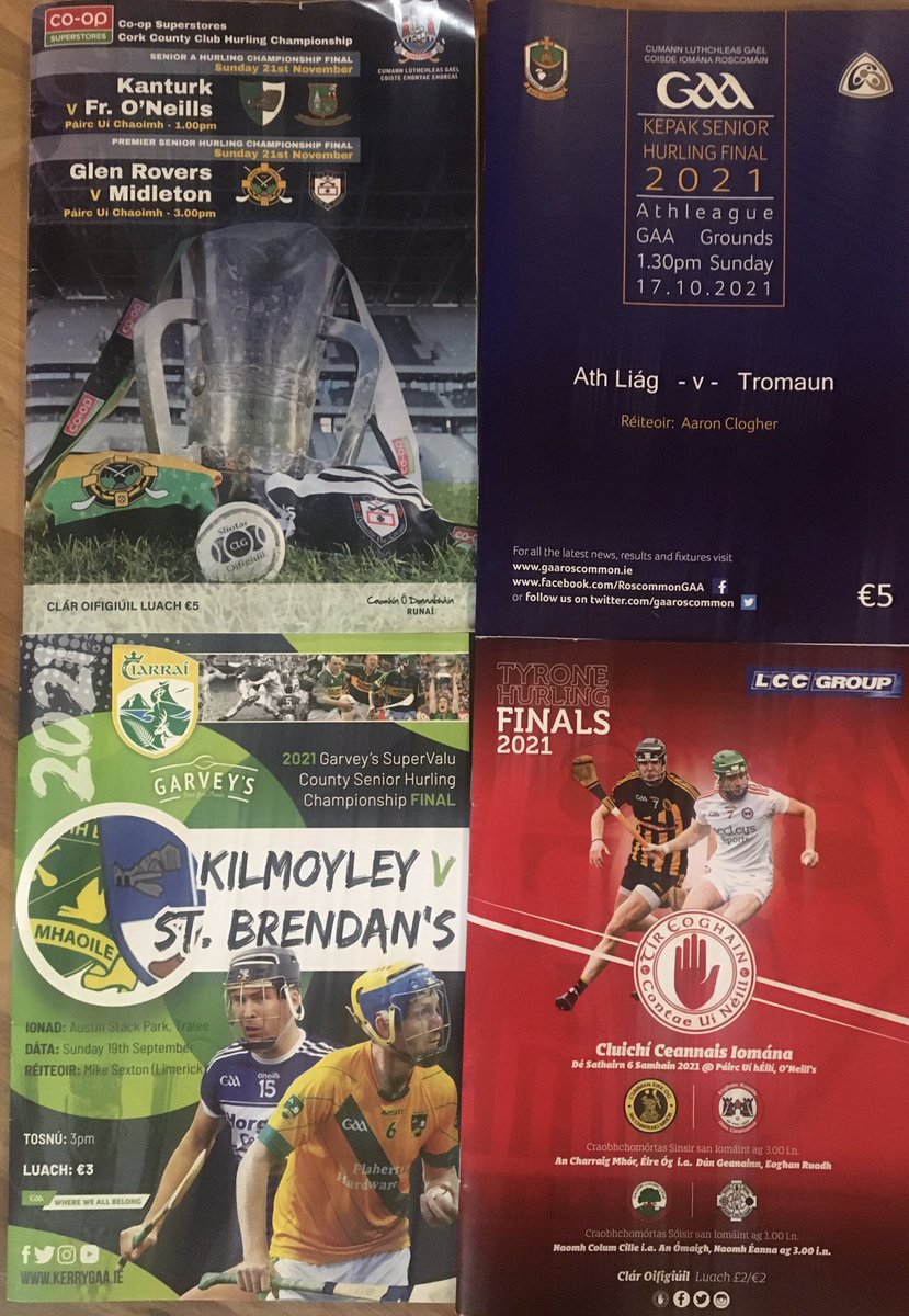 gaaprogrammeco1's tweet photo. Featured on the Facebook page, four of this years county hurling finals @RoscommonGAA @OfficialCorkGAA @TyroneGAALive @Kerry_Official https://t.co/X1l7PPN2KW