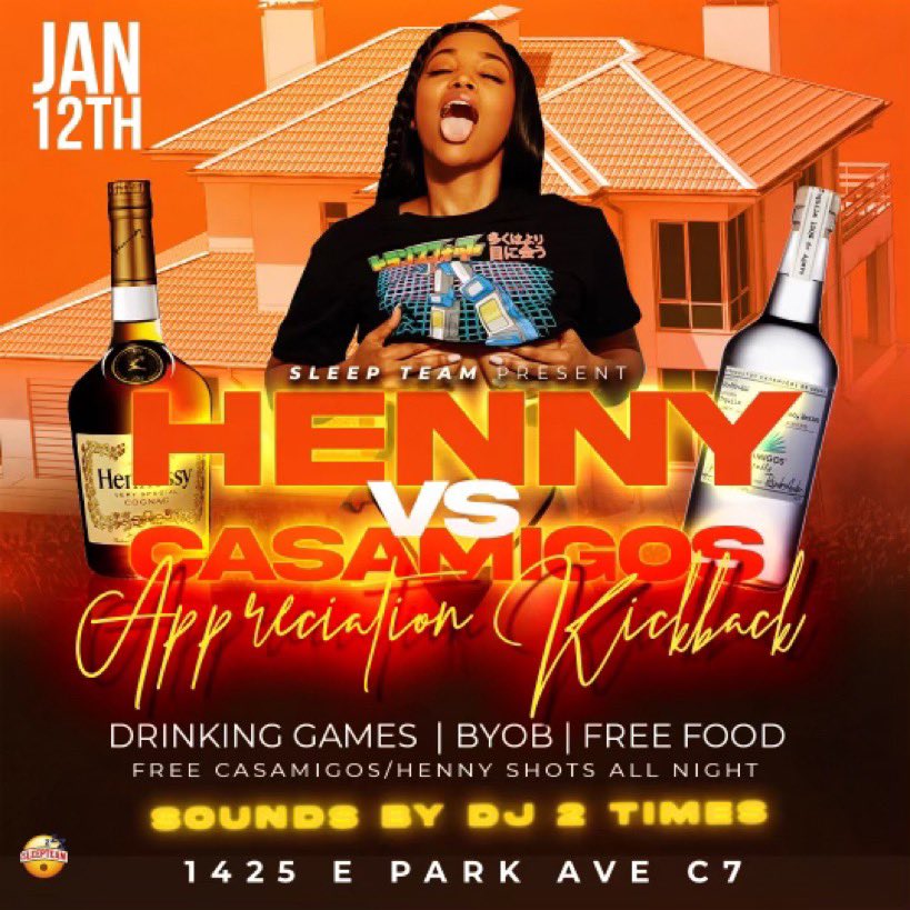 dayestation's tweet photo. #HennyvsCasamigos 🥃
Appreciation Kickback ‼️
Wednesday, January 12th 🗓
Free Henny/Casamigos Shots All Night
Food &amp; Drinks Provided 🔥
@_Sleepteam https://t.co/ASnEBi4FMt